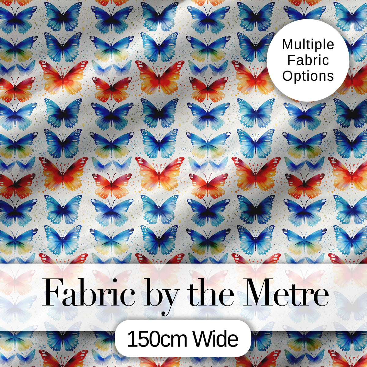 Bright Blue and Orange Butterflies Symmetrical Pattern Seamless Pattern Digital Print Fabric by the Metre UK Sewing Quilting Textile