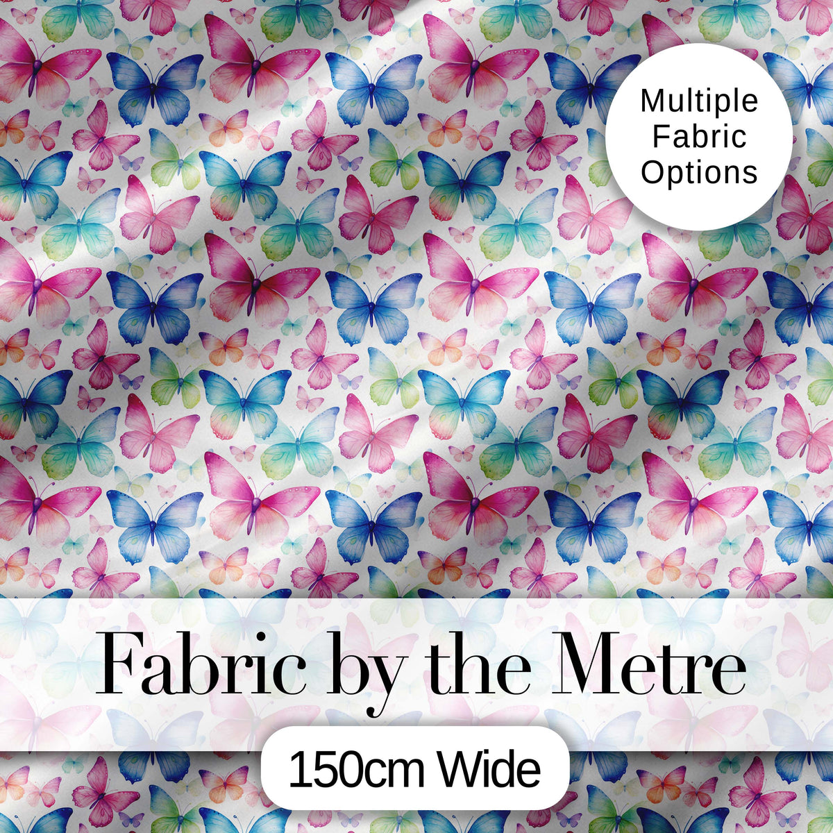 Pastel Gradient Butterflies in Soft Pink and Blue Seamless Pattern Digital Print Fabric by the Metre UK Sewing Quilting Textile