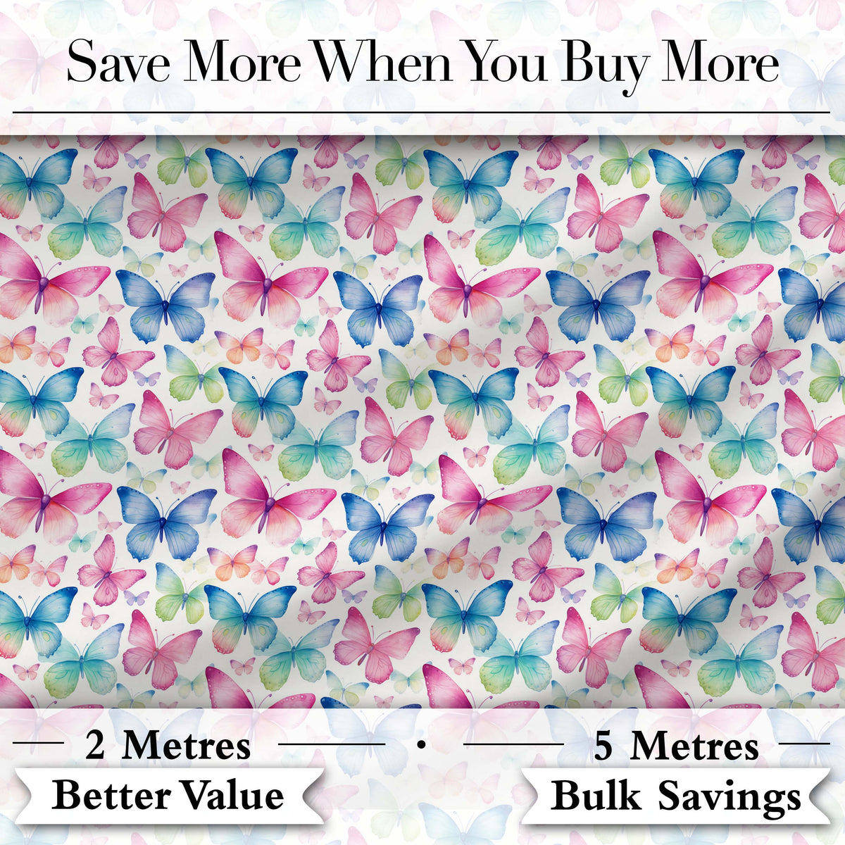 Pastel Gradient Butterflies in Soft Pink and Blue Seamless Pattern Digital Print Fabric by the Metre UK Sewing Quilting Textile
