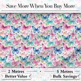 Pastel Gradient Butterflies in Soft Pink and Blue Seamless Pattern Digital Print Fabric by the Metre UK Sewing Quilting Textile