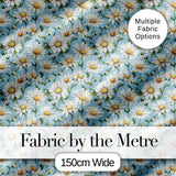 Classic White Daisies on Blue Background Seamless Pattern Digital Print Fabric by the Metre UK Sewing Quilting Textile