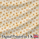 Warm Beige Daisy Floral Vintage Style Seamless Pattern Digital Print Fabric by the Metre UK Sewing Quilting Textile