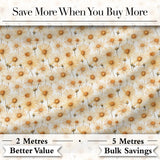 Warm Beige Daisy Floral Vintage Style Seamless Pattern Digital Print Fabric by the Metre UK Sewing Quilting Textile