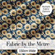 Navy Blue Background Yellow Daisy Floral Seamless Pattern Digital Print Fabric by the Metre UK Sewing Quilting Textile