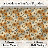 Rustic Orange and Cream Daisy Floral Seamless Pattern Digital Print Fabric by the Metre UK Sewing Quilting Textile