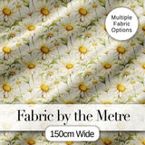 Soft Cream Background Daisy Botanical Seamless Pattern Digital Print Fabric by the Metre UK Sewing Quilting Textile