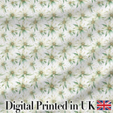Delicate White and Green Floral Watercolor Seamless Pattern Digital Print Fabric by the Metre UK Sewing Quilting Textile