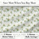 Delicate White and Green Floral Watercolor Seamless Pattern Digital Print Fabric by the Metre UK Sewing Quilting Textile
