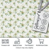 Delicate White and Green Floral Watercolor Seamless Pattern Digital Print Fabric by the Metre UK Sewing Quilting Textile