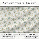 Soft Blue Floral with Gold Speckle Seamless Pattern Digital Print Fabric by the Metre UK Sewing Quilting Textile