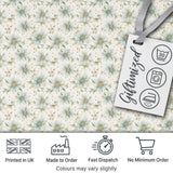 Soft Blue Floral with Gold Speckle Seamless Pattern Digital Print Fabric by the Metre UK Sewing Quilting Textile