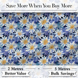Bold Blue White Botanical Floral Seamless Pattern Digital Print Fabric by the Metre UK Sewing Quilting Textile