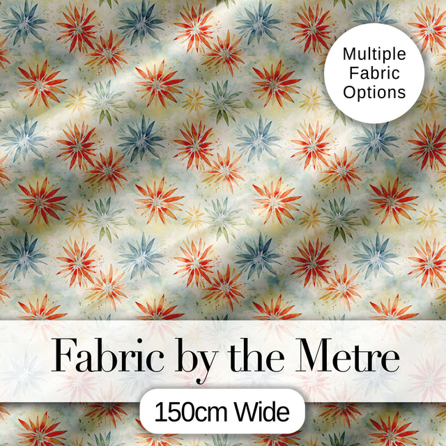 Multicolor Starburst Floral Watercolor Seamless Pattern Digital Print Fabric by the Metre UK Sewing Quilting Textile