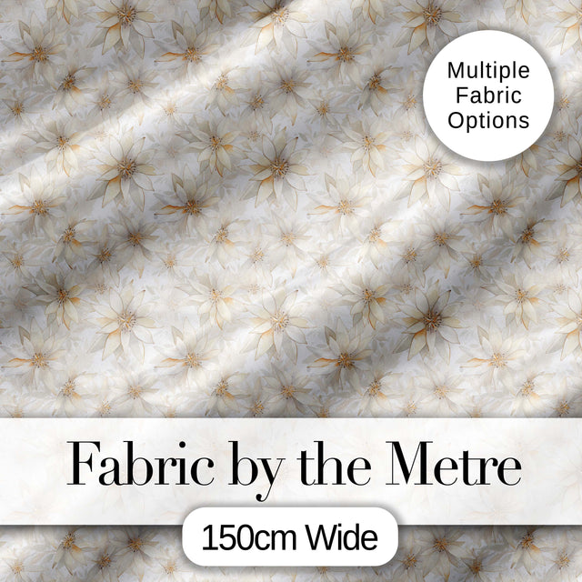 Elegant Cream Floral Botanical Seamless Pattern Digital Print Fabric by the Metre UK Sewing Quilting Textile
