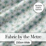 Soft Teal Starflower Watercolor Floral Seamless Pattern Digital Print Fabric by the Metre UK Sewing Quilting Textile
