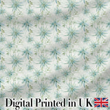 Soft Teal Starflower Watercolor Floral Seamless Pattern Digital Print Fabric by the Metre UK Sewing Quilting Textile