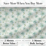 Soft Teal Starflower Watercolor Floral Seamless Pattern Digital Print Fabric by the Metre UK Sewing Quilting Textile