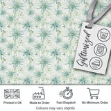 Soft Teal Starflower Watercolor Floral Seamless Pattern Digital Print Fabric by the Metre UK Sewing Quilting Textile