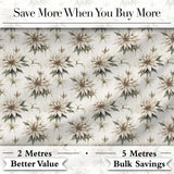 Vintage Neutral Flower Botanical Seamless Pattern Digital Print Fabric by the Metre UK Sewing Quilting Textile