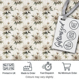 Vintage Neutral Flower Botanical Seamless Pattern Digital Print Fabric by the Metre UK Sewing Quilting Textile