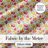 Fresh Apple Pear and Cherry Watercolor Seamless Pattern Digital Print Fabric by the Metre UK Sewing Quilting Textile