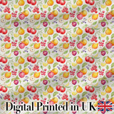 Fresh Apple Pear and Cherry Watercolor Seamless Pattern Digital Print Fabric by the Metre UK Sewing Quilting Textile