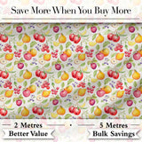 Fresh Apple Pear and Cherry Watercolor Seamless Pattern Digital Print Fabric by the Metre UK Sewing Quilting Textile
