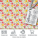 Fresh Apple Pear and Cherry Watercolor Seamless Pattern Digital Print Fabric by the Metre UK Sewing Quilting Textile