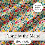 Colorful Watercolor Mixed Fruit and Leaves Seamless Pattern Digital Print Fabric by the Metre UK Sewing Quilting Textile