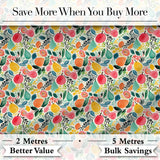 Colorful Watercolor Mixed Fruit and Leaves Seamless Pattern Digital Print Fabric by the Metre UK Sewing Quilting Textile