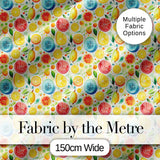 Bright Watercolor Citrus Slice and Tropical Fruit Seamless Pattern Digital Print Fabric by the Metre UK Sewing Quilting Textile