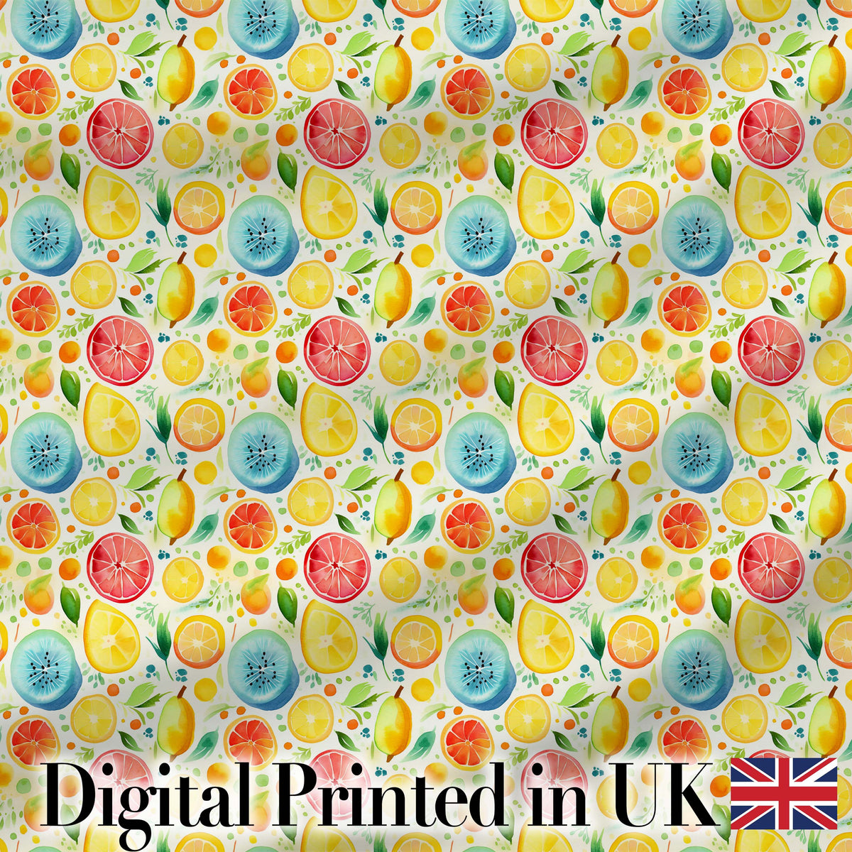 Bright Watercolor Citrus Slice and Tropical Fruit Seamless Pattern Digital Print Fabric by the Metre UK Sewing Quilting Textile