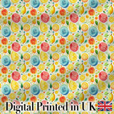 Bright Watercolor Citrus Slice and Tropical Fruit Seamless Pattern Digital Print Fabric by the Metre UK Sewing Quilting Textile