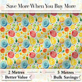 Bright Watercolor Citrus Slice and Tropical Fruit Seamless Pattern Digital Print Fabric by the Metre UK Sewing Quilting Textile