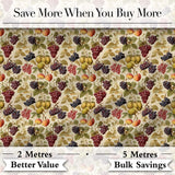 Classic Vintage Grapes Pear and Apple Botanical Seamless Pattern Digital Print Fabric by the Metre UK Sewing Quilting Textile