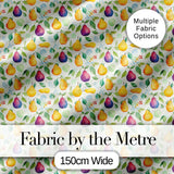 Soft Watercolor Pear and Leaves Botanical Seamless Pattern Digital Print Fabric by the Metre UK Sewing Quilting Textile