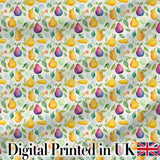 Soft Watercolor Pear and Leaves Botanical Seamless Pattern Digital Print Fabric by the Metre UK Sewing Quilting Textile