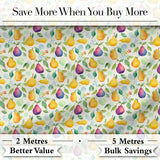 Soft Watercolor Pear and Leaves Botanical Seamless Pattern Digital Print Fabric by the Metre UK Sewing Quilting Textile
