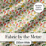 Vintage Style Orchard Fruits and Blossoms Seamless Pattern Digital Print Fabric by the Metre UK Sewing Quilting Textile