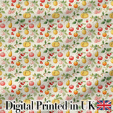 Vintage Style Orchard Fruits and Blossoms Seamless Pattern Digital Print Fabric by the Metre UK Sewing Quilting Textile