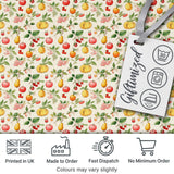 Vintage Style Orchard Fruits and Blossoms Seamless Pattern Digital Print Fabric by the Metre UK Sewing Quilting Textile