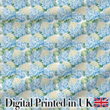 Soft Blue Hydrangea Floral Seamless Pattern Digital Print Fabric by the Metre UK Sewing Quilting Textile