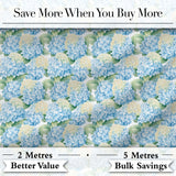 Soft Blue Hydrangea Floral Seamless Pattern Digital Print Fabric by the Metre UK Sewing Quilting Textile