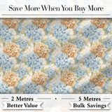 Vintage Blue and Cream Hydrangea Floral Seamless Pattern Digital Print Fabric by the Metre UK Sewing Quilting Textile