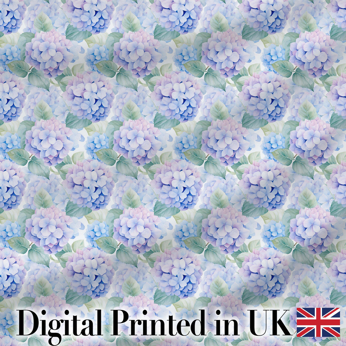 Pastel Purple and Blue Hydrangea Floral Seamless Pattern Digital Print Fabric by the Metre UK Sewing Quilting Textile