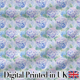 Pastel Purple and Blue Hydrangea Floral Seamless Pattern Digital Print Fabric by the Metre UK Sewing Quilting Textile