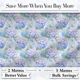 Pastel Purple and Blue Hydrangea Floral Seamless Pattern Digital Print Fabric by the Metre UK Sewing Quilting Textile