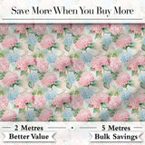 Delicate Pastel Pink and Blue Hydrangea Floral Seamless Pattern Digital Print Fabric by the Metre UK Sewing Quilting Textile