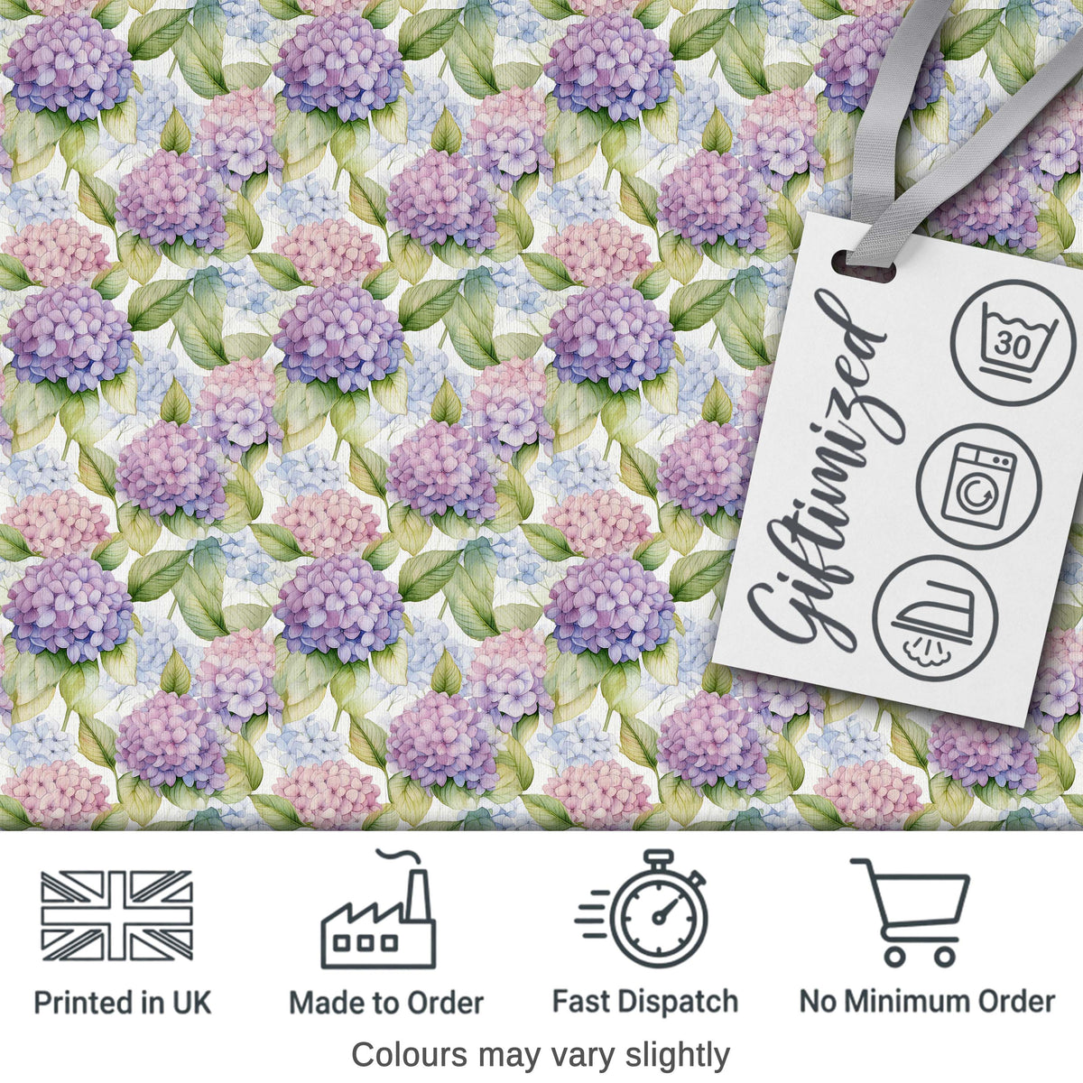Soft Pastel Purple Pink Hydrangea Floral Seamless Pattern Digital Print Fabric by the Metre UK Sewing Quilting Textile