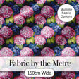 Pink and Blue Hydrangea Floral Seamless Pattern Dark Background Digital Print Fabric by the Metre UK Sewing Quilting Textile